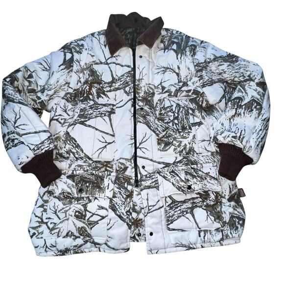 Vintage Walls Reversible Real Tree Hunting Jacket Men’s Camo Corduroy Collar LRG - Picture 3 of 12